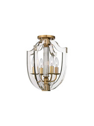Arietta 12 1/2 inch Semi-Flush Mount Ceiling Light in Aged Brass.